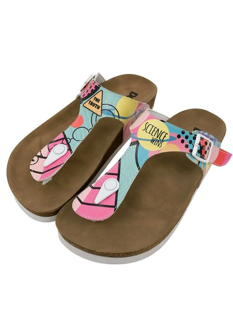 Femme Cuir Vegan Multicolore Sandales - Science Wins Motif