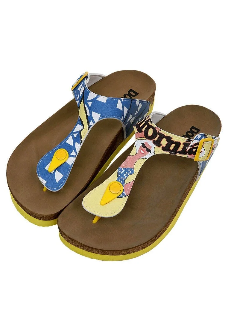 Femme Cuir Vegan Multicolore Sandales - Southern California Motif