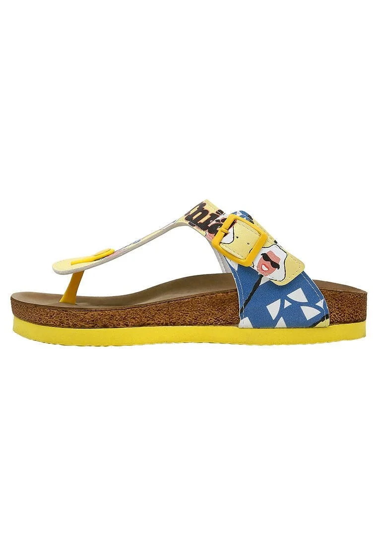 Femme Cuir Vegan Multicolore Sandales - Southern California Motif
