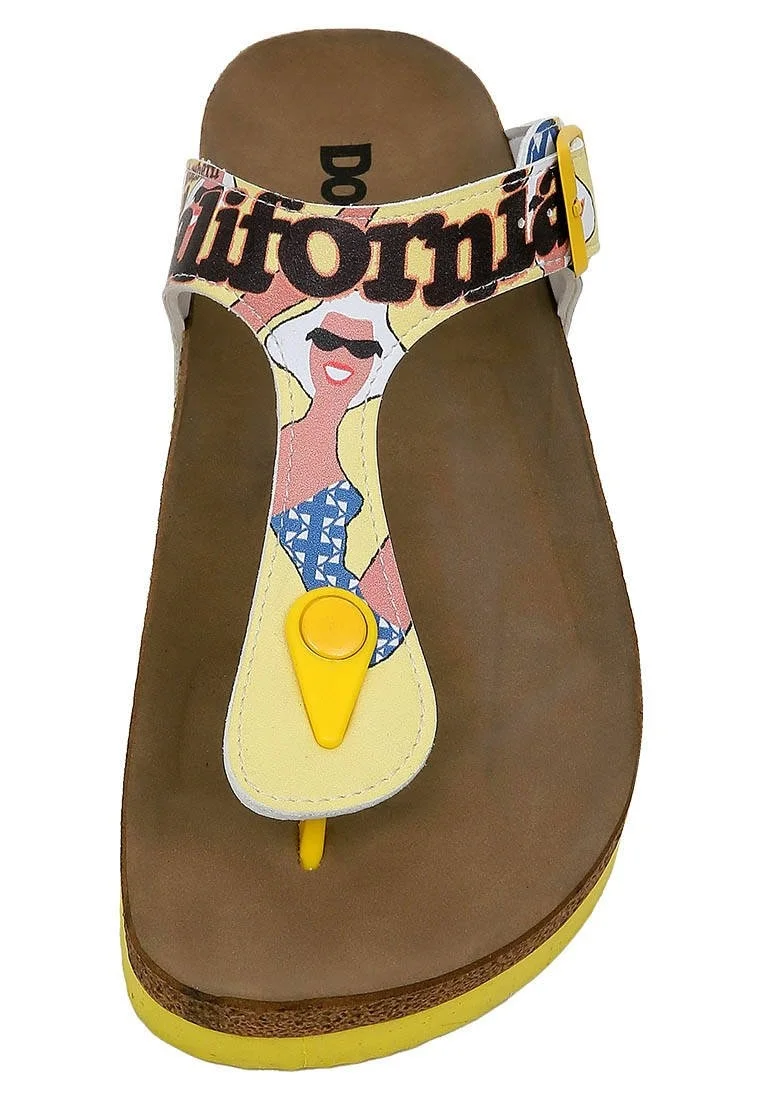Femme Cuir Vegan Multicolore Sandales - Southern California Motif
