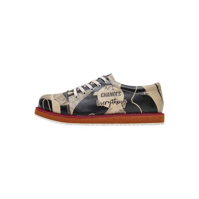 Femme Cuir Vegan Noir Baskets - Art Changes Everything Motif