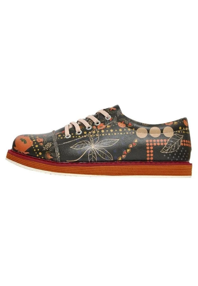 Femme Cuir Vegan Noir Baskets - Dots&leaves Motif