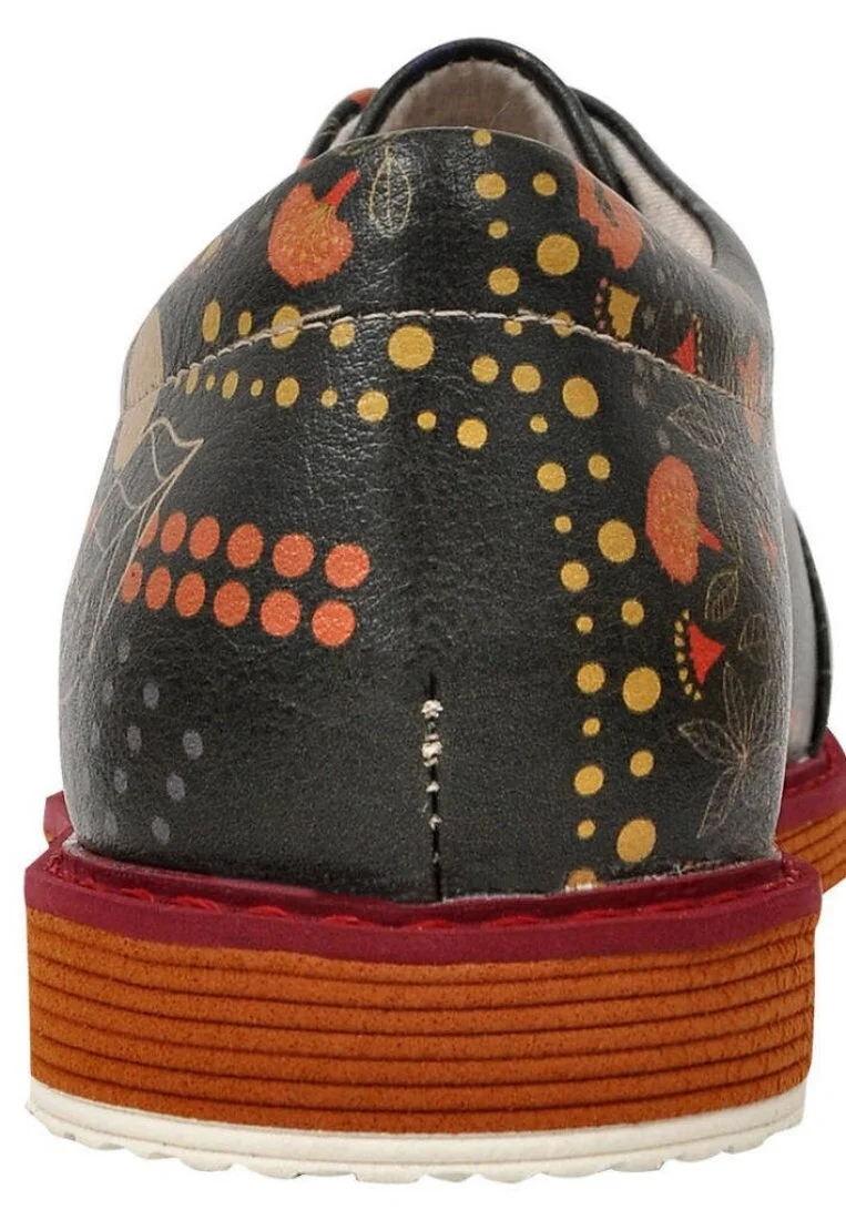 Femme Cuir Vegan Noir Baskets - Dots&leaves Motif