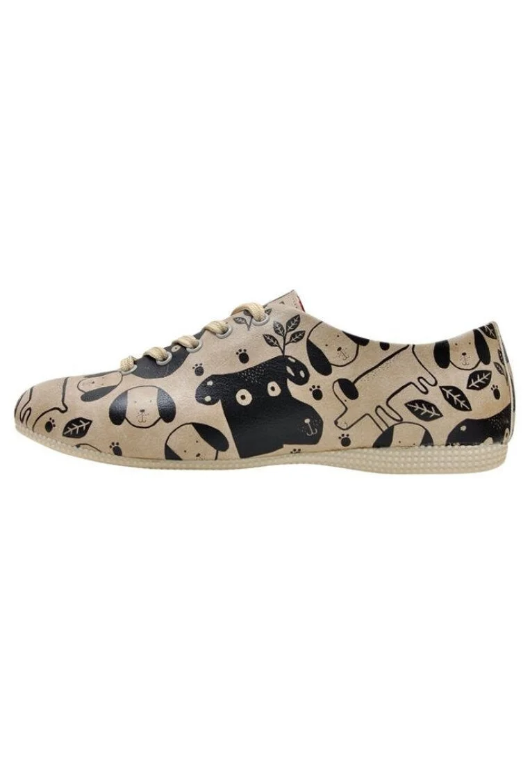 Femme Cuir Vegan Noir Baskets - Dog Rules Motif