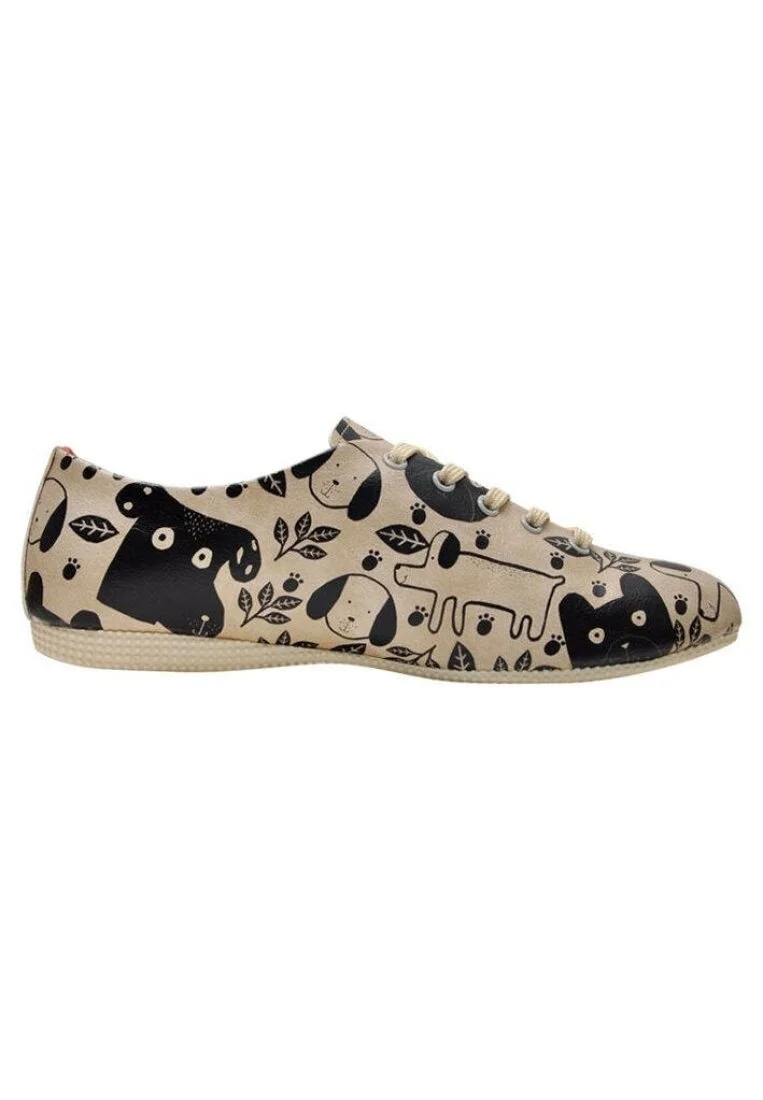 Femme Cuir Vegan Noir Baskets - Dog Rules Motif