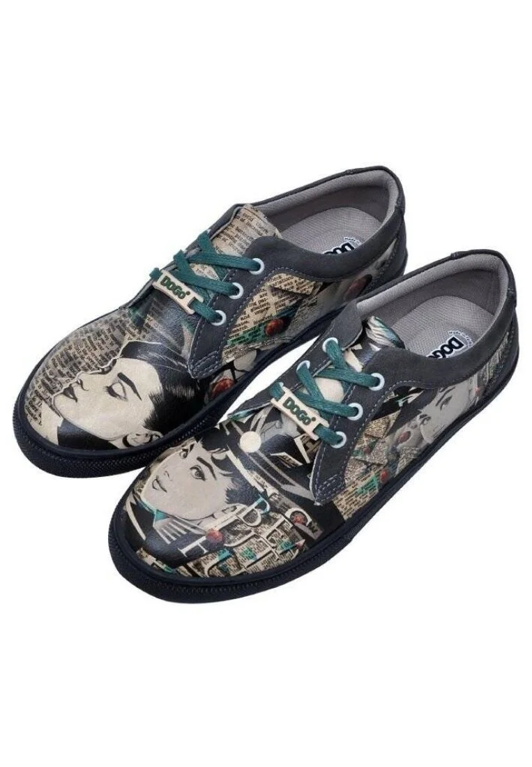 Femme Cuir Vegan Noir Baskets - Beautiful Eyes Motif
