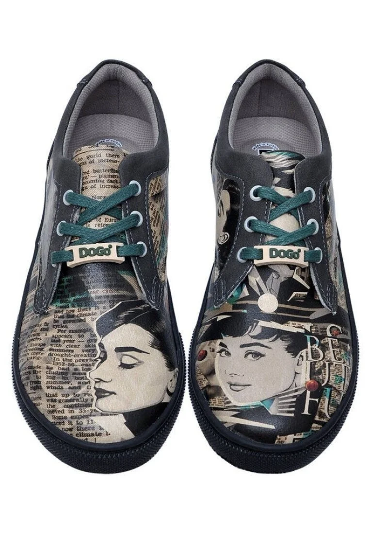 Femme Cuir Vegan Noir Baskets - Beautiful Eyes Motif