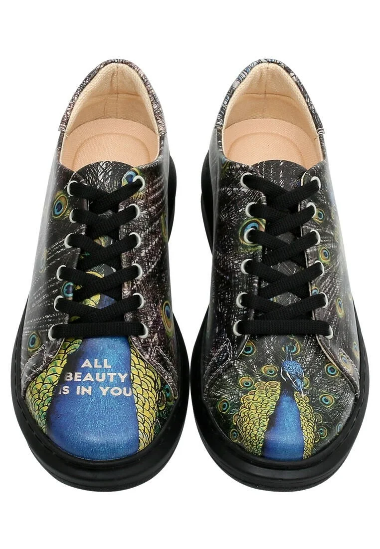 Femme Cuir Vegan Noir Baskets - All Beauty is in You Motif