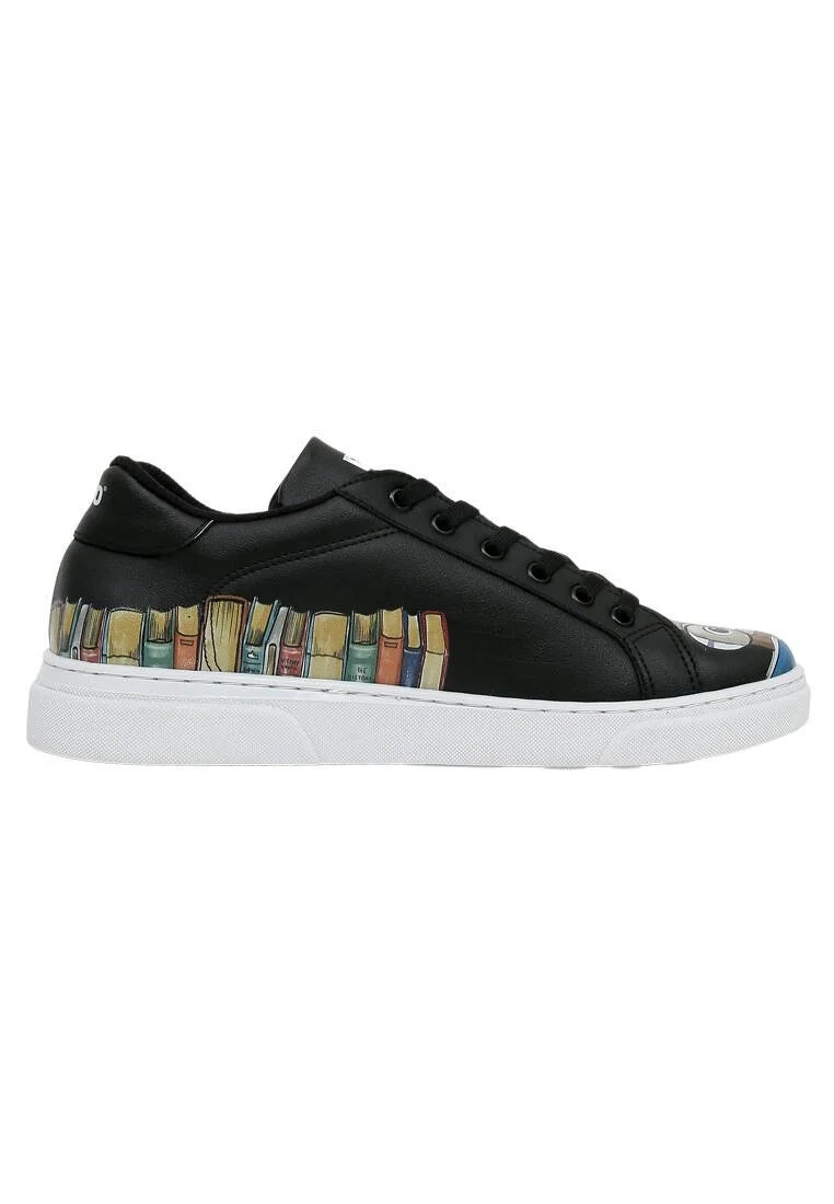 Femme Cuir Vegan Noir Baskets - The Wise Owl Motif