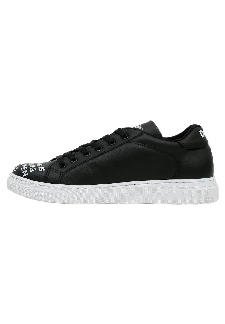 Femme Cuir Vegan Noir Baskets - The Wise Owl Motif