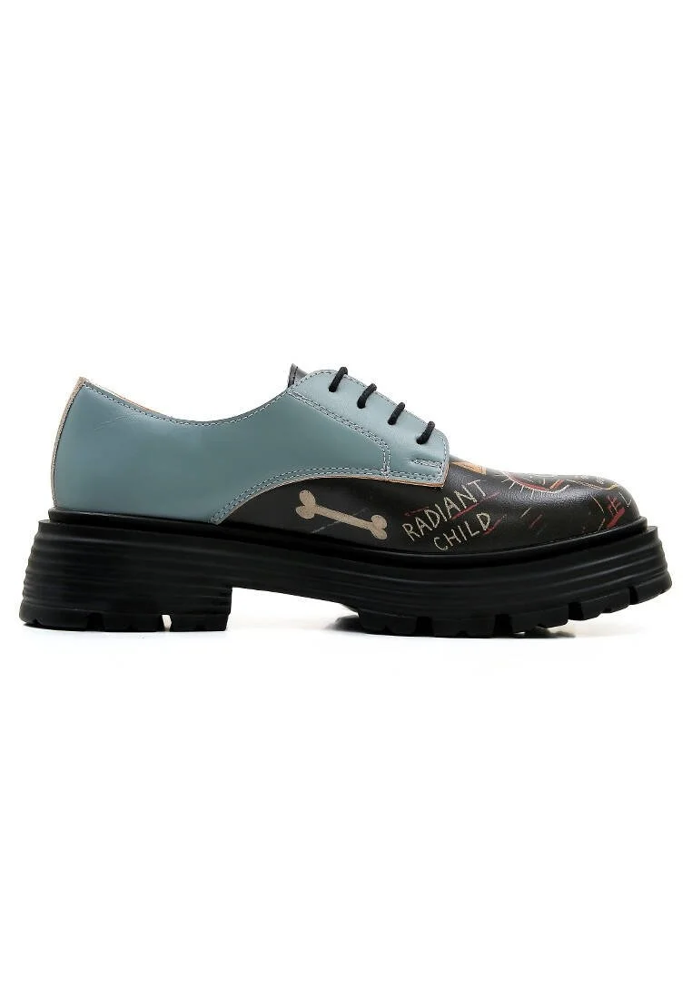 Femme Cuir Vegan Noir Baskets - Radiant Child Motif