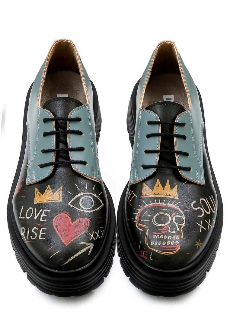 Femme Cuir Vegan Noir Baskets - Radiant Child Motif