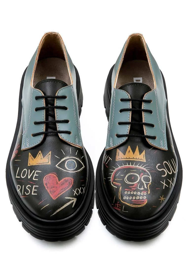 Femme Cuir Vegan Noir Baskets - Radiant Child Motif