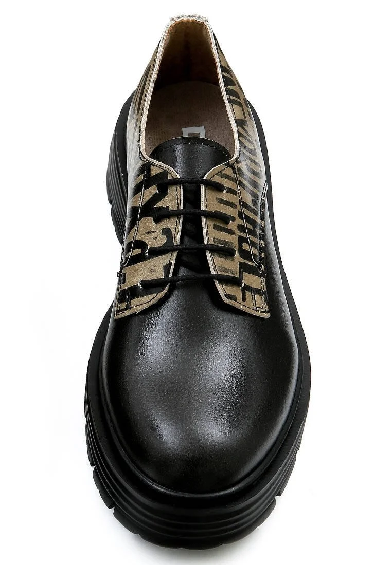 Femme Cuir Vegan Noir Baskets - Expression Motif