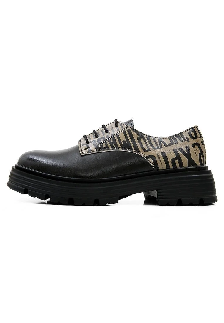 Femme Cuir Vegan Noir Baskets - Expression Motif