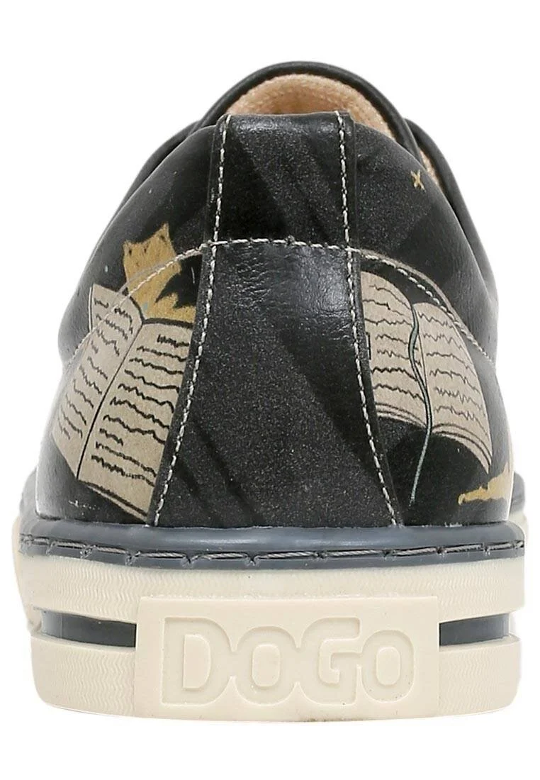 Femme Cuir Vegan Noir Baskets - Never Ending Story Motif