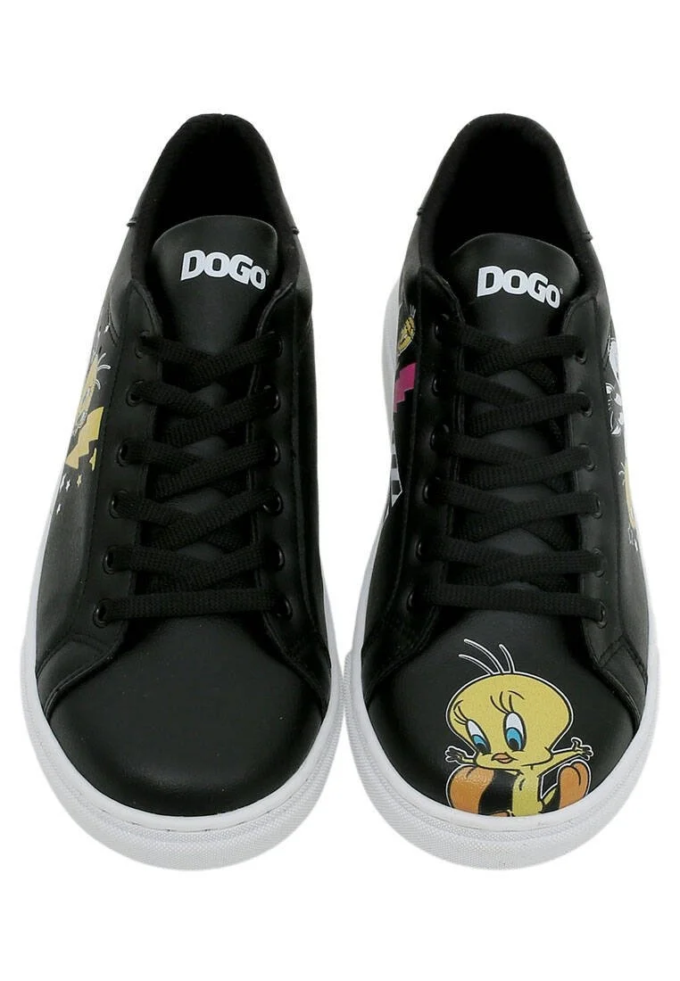 Femme Cuir Vegan Noir Baskets - Warner Bros Best of Tweety and Sylvester Motif