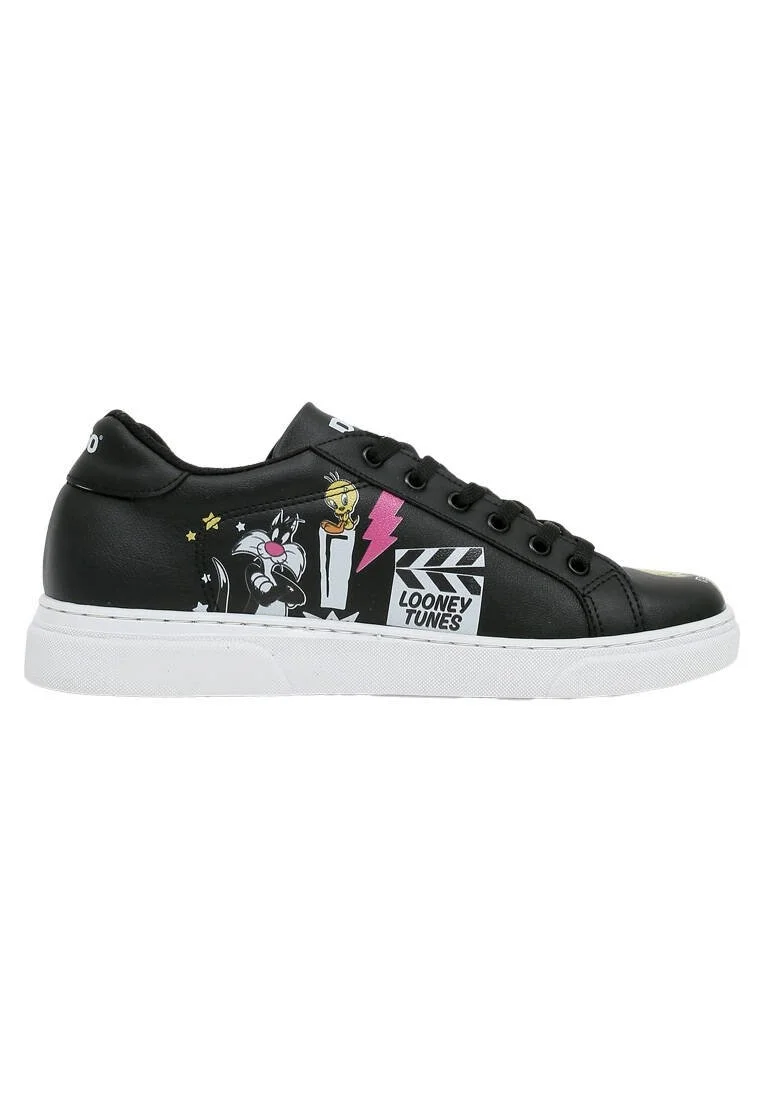 Femme Cuir Vegan Noir Baskets - Warner Bros Best of Tweety and Sylvester Motif