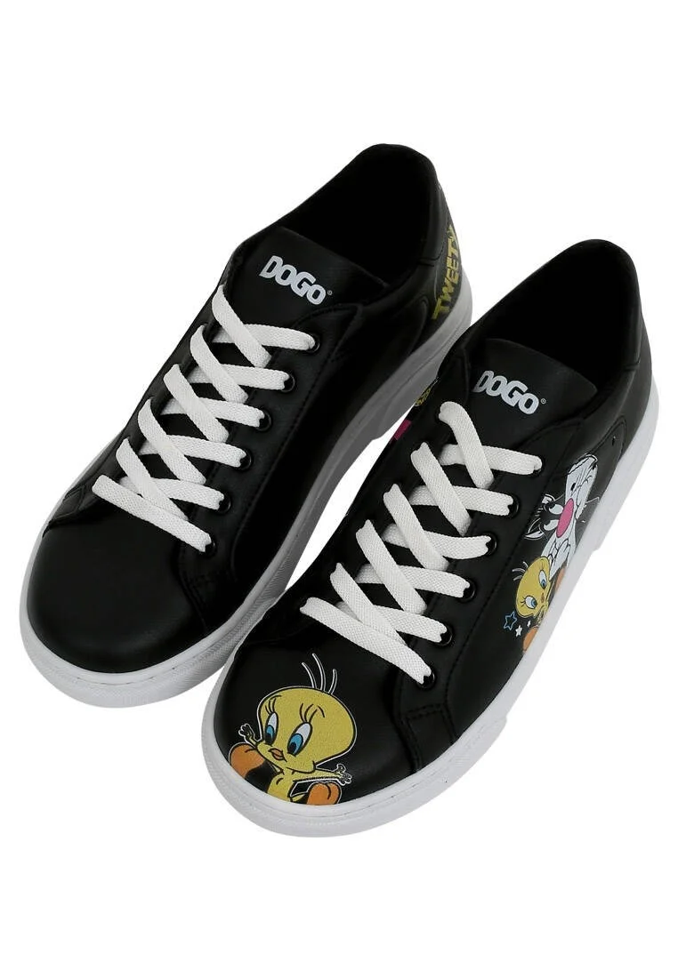Femme Cuir Vegan Noir Baskets - Warner Bros Best of Tweety and Sylvester Motif