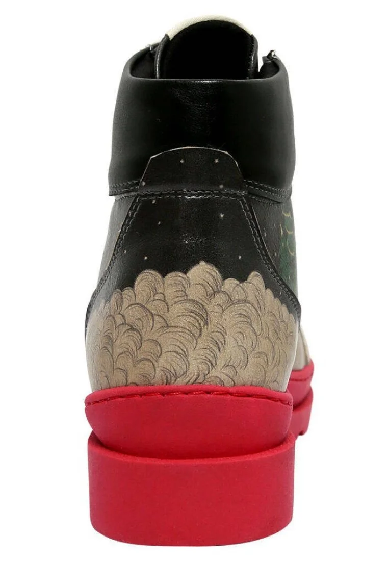 Femme Cuir Vegan Noir Bottes - Cold Hands Warm Hearts Motif