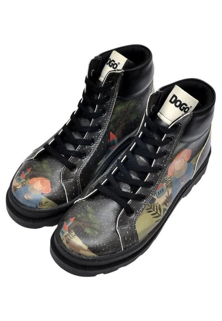 Femme Cuir Vegan Noir Bottes - Save the Bird Motif