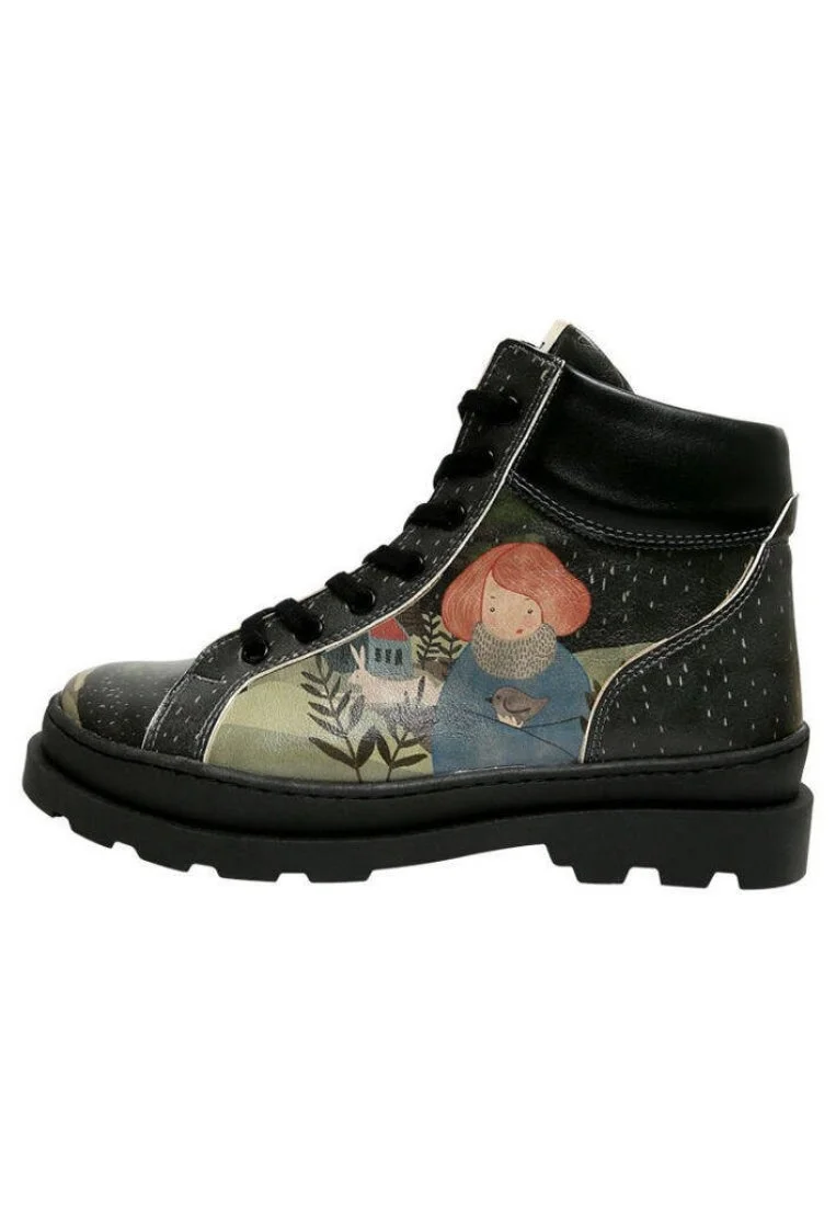 Femme Cuir Vegan Noir Bottes - Save the Bird Motif