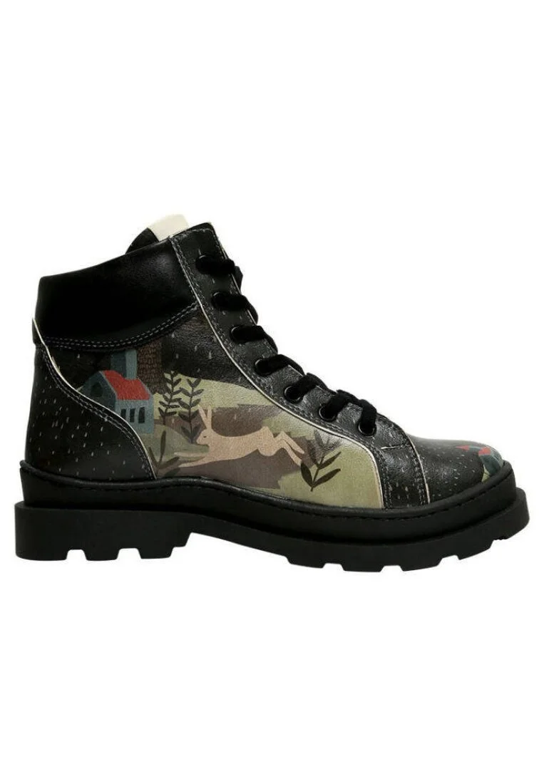 Femme Cuir Vegan Noir Bottes - Save the Bird Motif