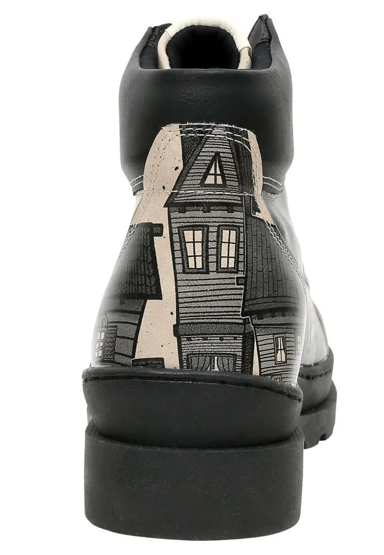 Femme Cuir Vegan Noir Bottes - Night Lovers Motif