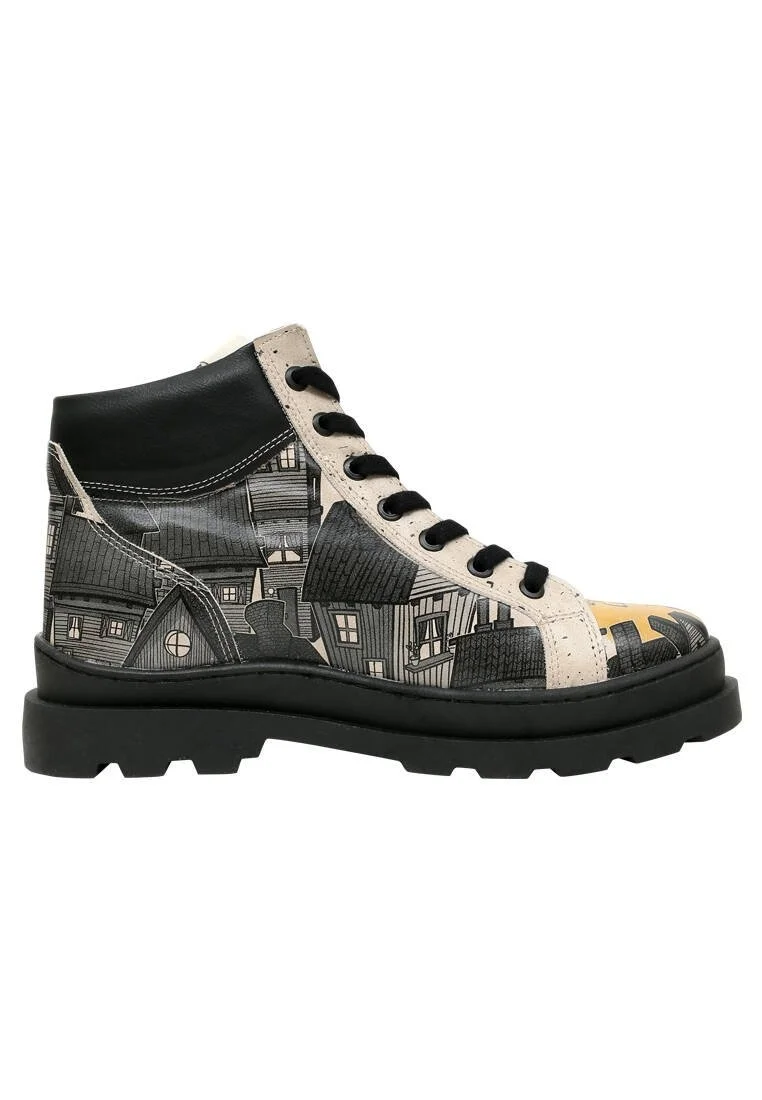 Femme Cuir Vegan Noir Bottes - Night Lovers Motif