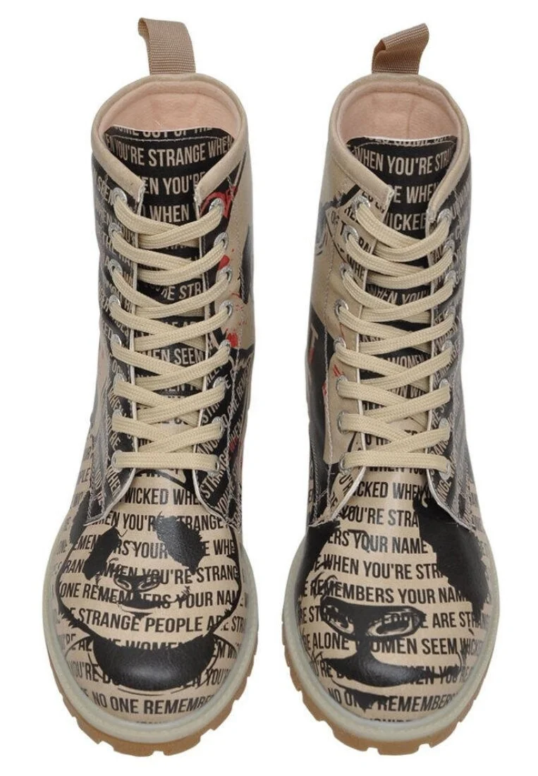 Femme Cuir Vegan Noir Bottes Longues - Not Cute Motif