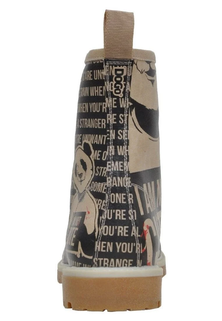 Femme Cuir Vegan Noir Bottes Longues - Not Cute Motif