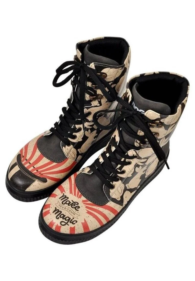 Femme Cuir Vegan Noir Bottes Longues - Make Magic Motif