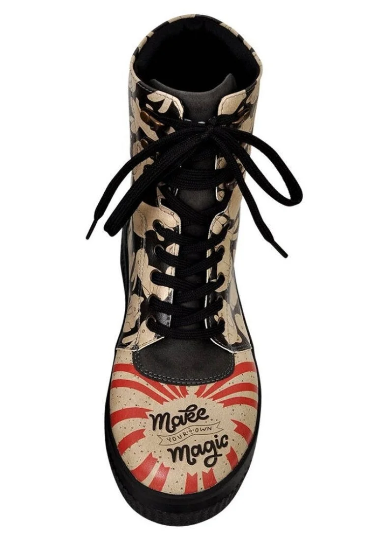 Femme Cuir Vegan Noir Bottes Longues - Make Magic Motif