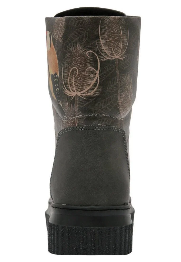 Femme Cuir Vegan Noir Bottes Longues - Goldfinch Motif