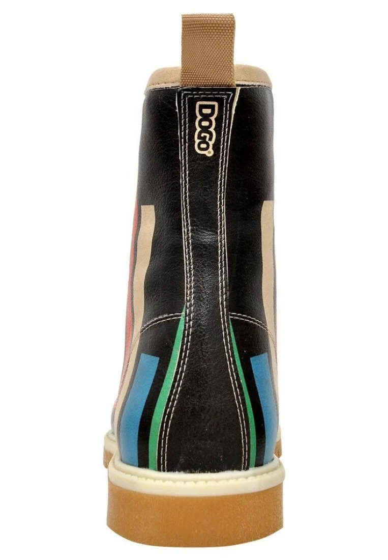 Femme Cuir Vegan Noir Bottes Longues - Sticks Motif