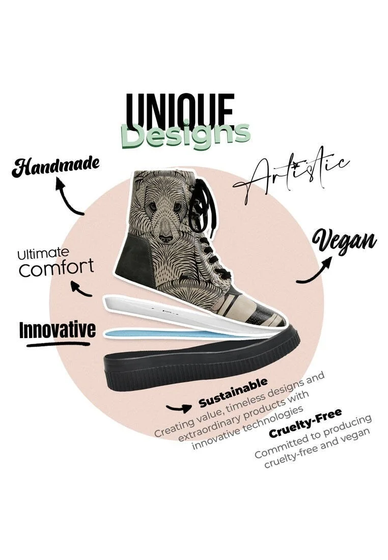 Femme Cuir Vegan Noir Bottes Longues - Bad Boy Motif