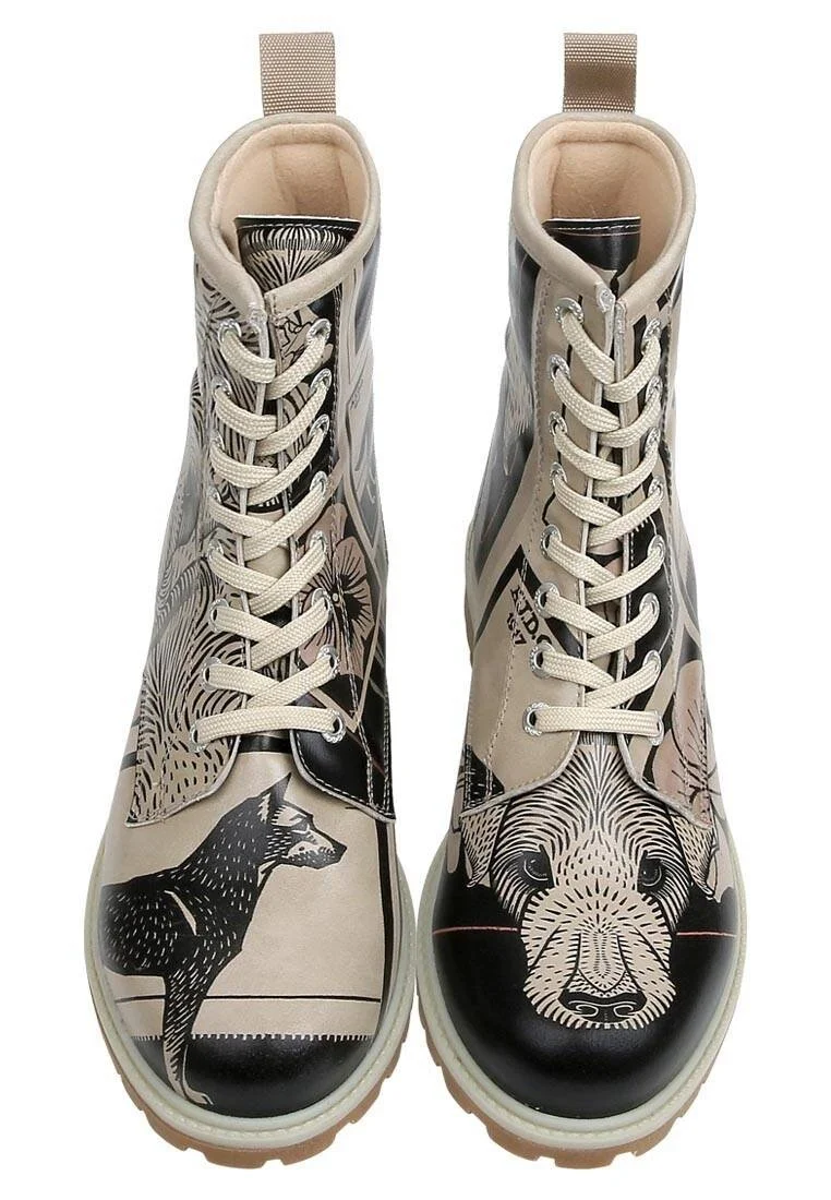 Femme Cuir Vegan Noir Bottes Longues - Bad Boy Motif
