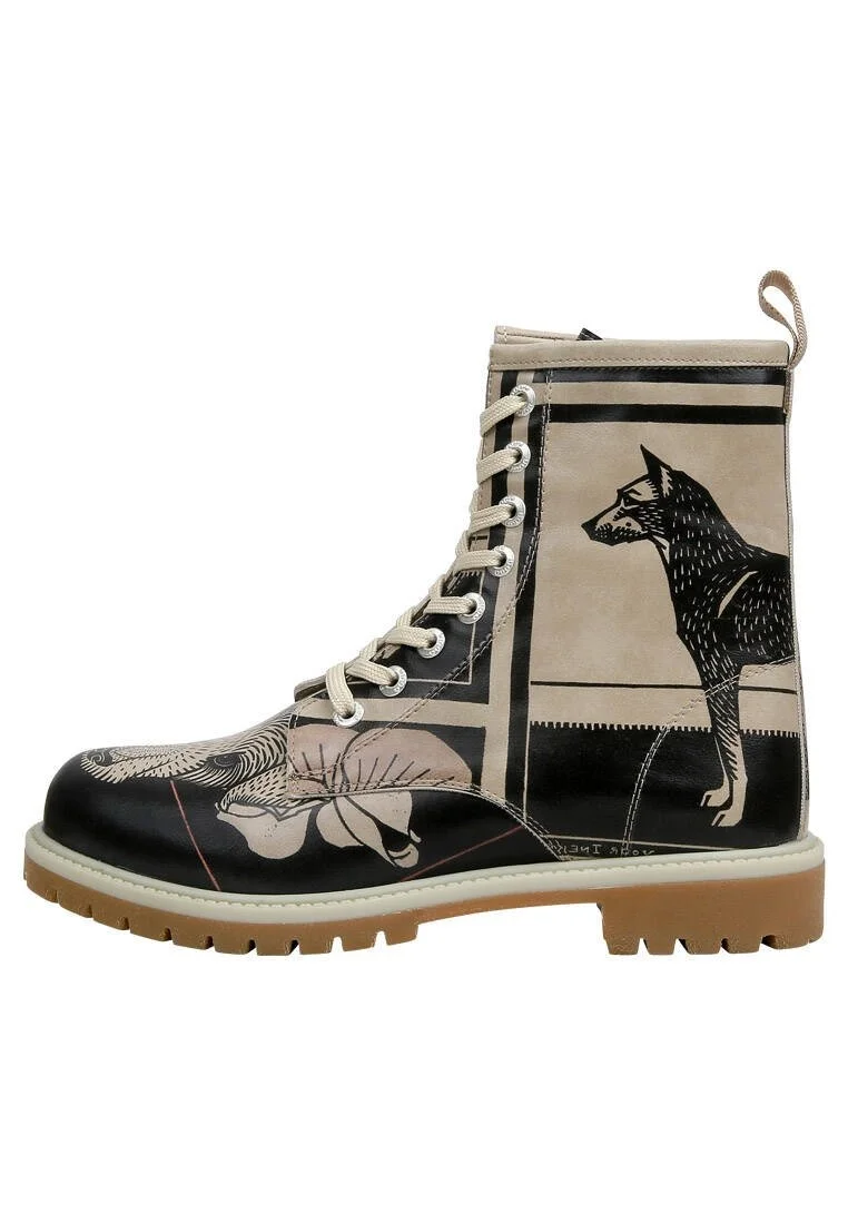 Femme Cuir Vegan Noir Bottes Longues - Bad Boy Motif