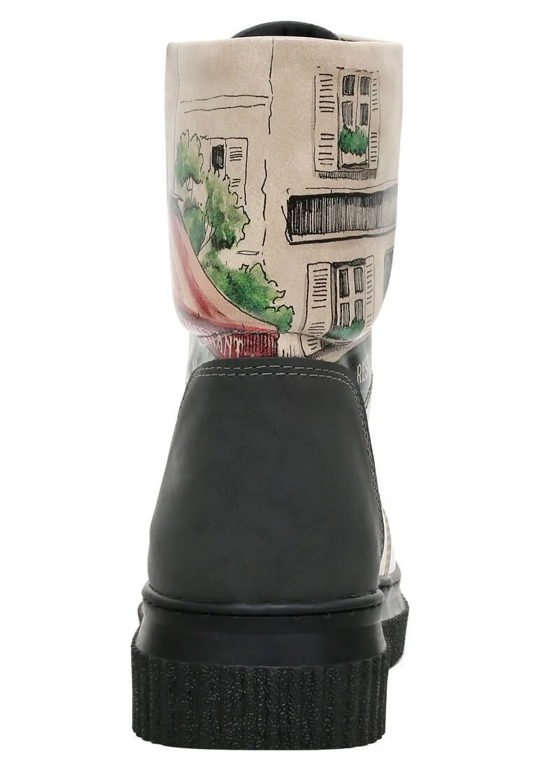 Femme Cuir Vegan Noir Bottes Longues - La Vie Parisienne Motif