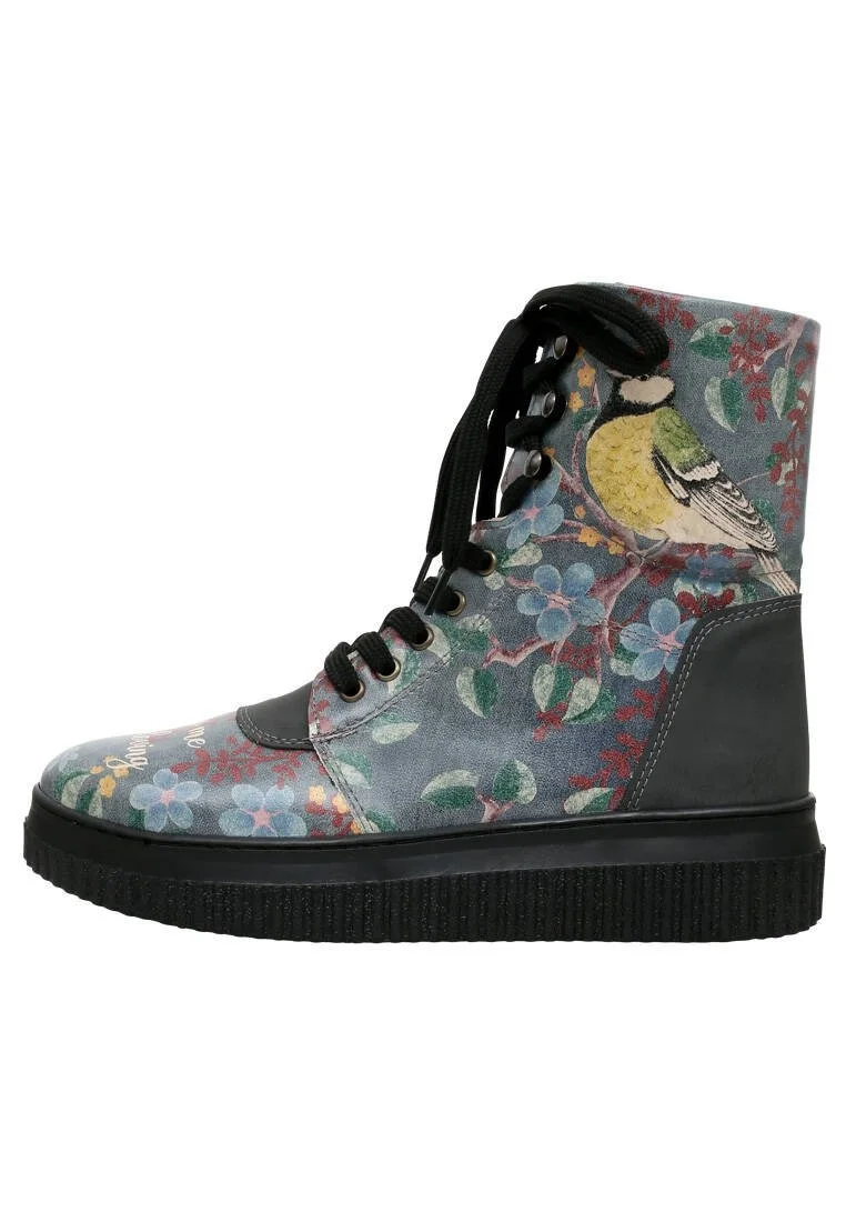 Femme Cuir Vegan Noir Bottes Longues - Show me Some Loving Motif