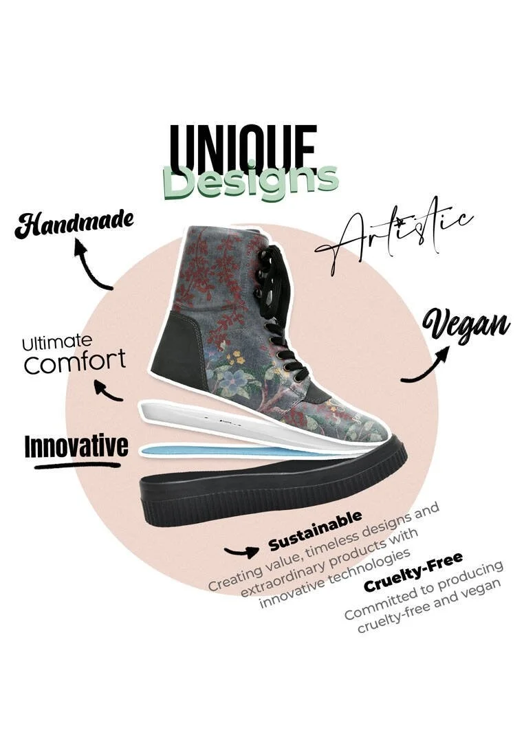 Femme Cuir Vegan Noir Bottes Longues - Show me Some Loving Motif