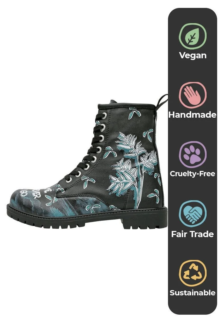 Femme Cuir Vegan Noir Bottes Longues - Koala Hug Motif