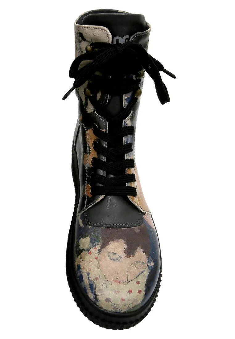 Femme Cuir Vegan Noir Bottes Longues - Les Peintres Motif
