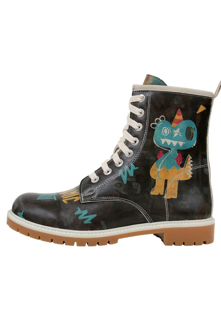 Femme Cuir Vegan Noir Bottes Longues - Dynamic Spirit Motif