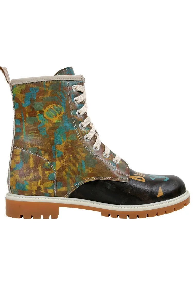 Femme Cuir Vegan Noir Bottes Longues - Dynamic Spirit Motif