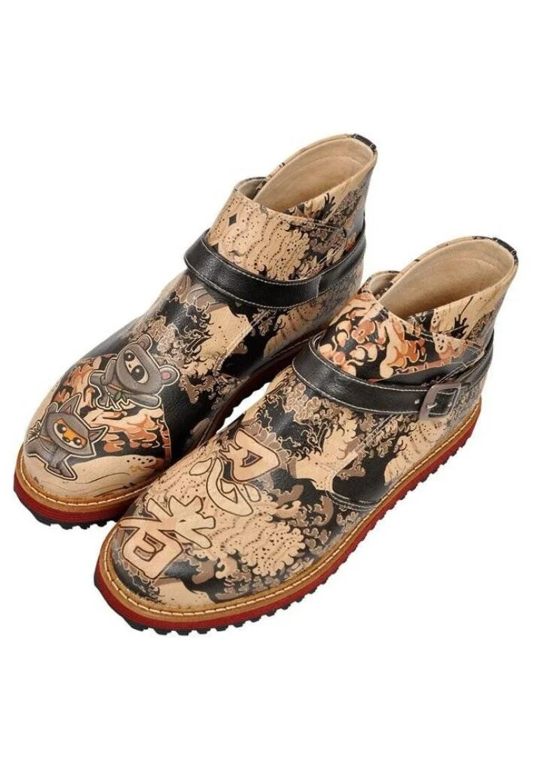 Femme Cuir Vegan Noir Bottines Chelsea - Ninja guys Motif
