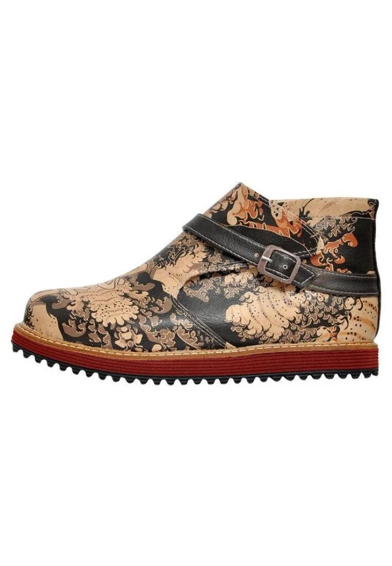 Femme Cuir Vegan Noir Bottines Chelsea - Ninja guys Motif