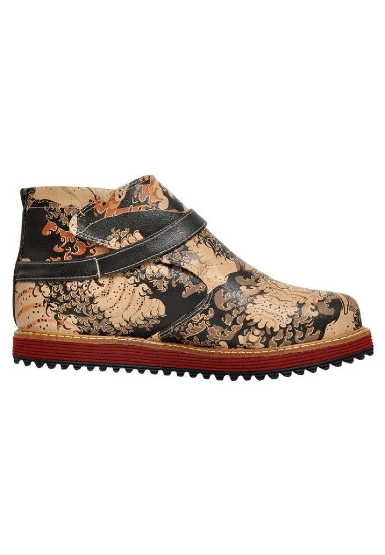 Femme Cuir Vegan Noir Bottines Chelsea - Ninja guys Motif