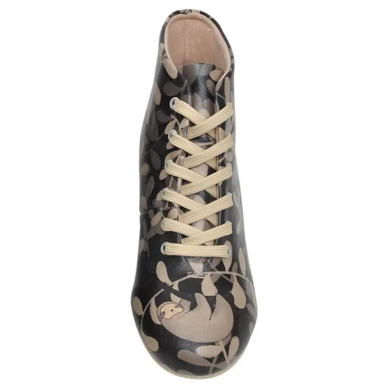 Femme Cuir Vegan Noir Bottines - Don't Be Lazy Motif