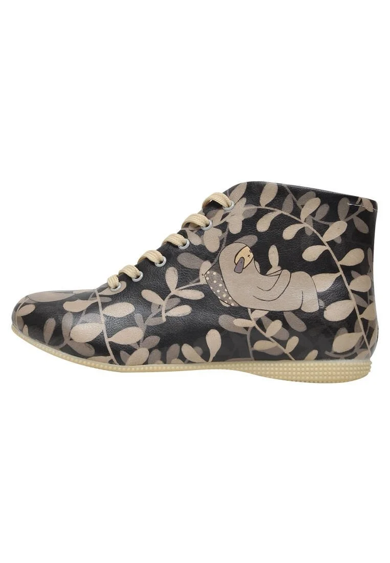 Femme Cuir Vegan Noir Bottines - Don't Be Lazy Motif